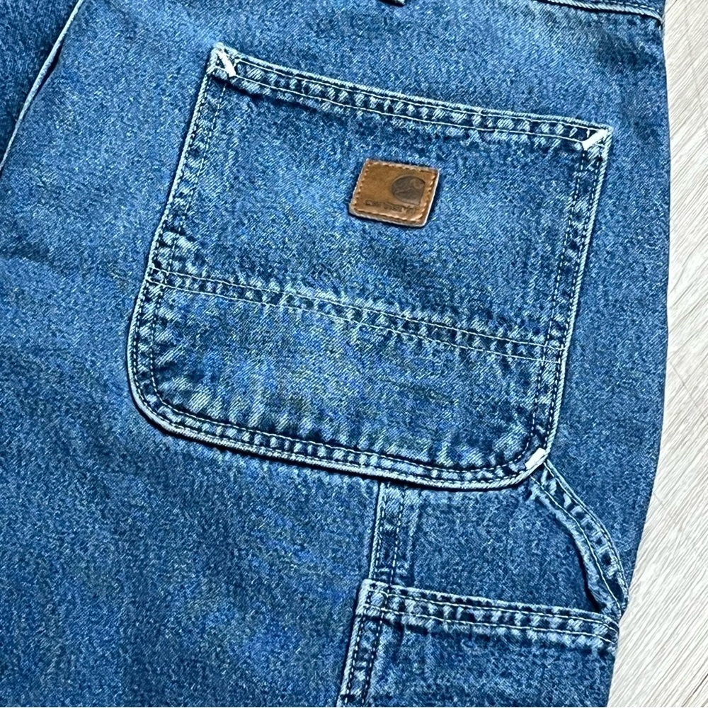 Men's Vintage Made in the USA Carhartt Dungaree Fit Carpenter Blue Jeans Sz‎ 36 - Picture 2 of 11